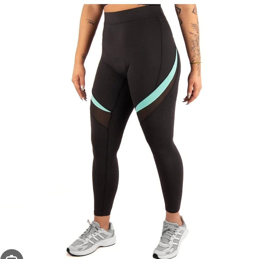adidas Black Leggings with Teal Accents